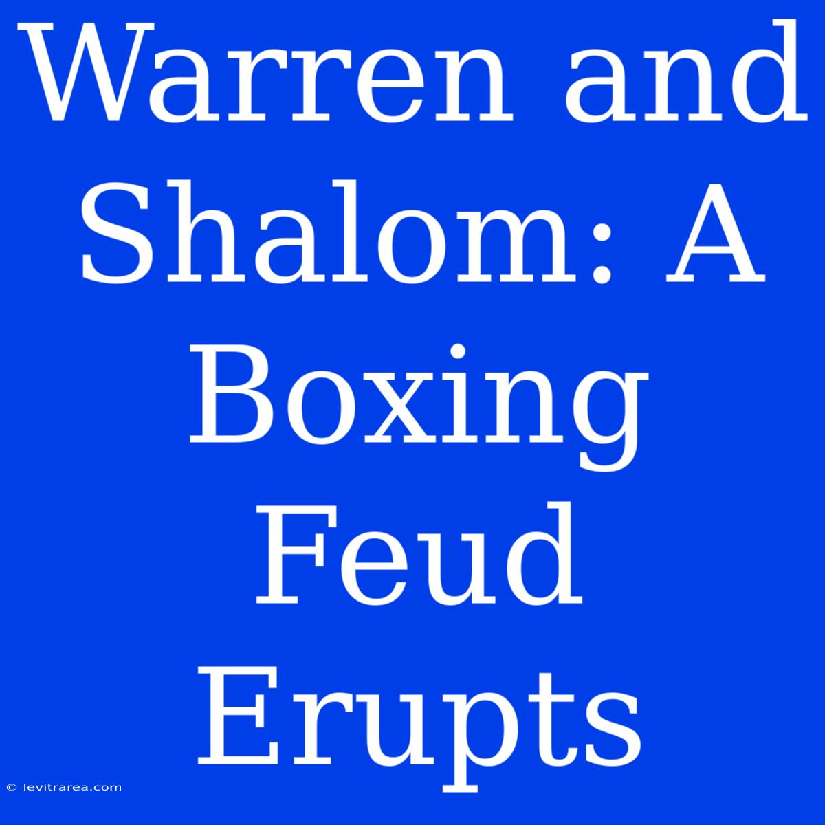 Warren And Shalom: A Boxing Feud Erupts 