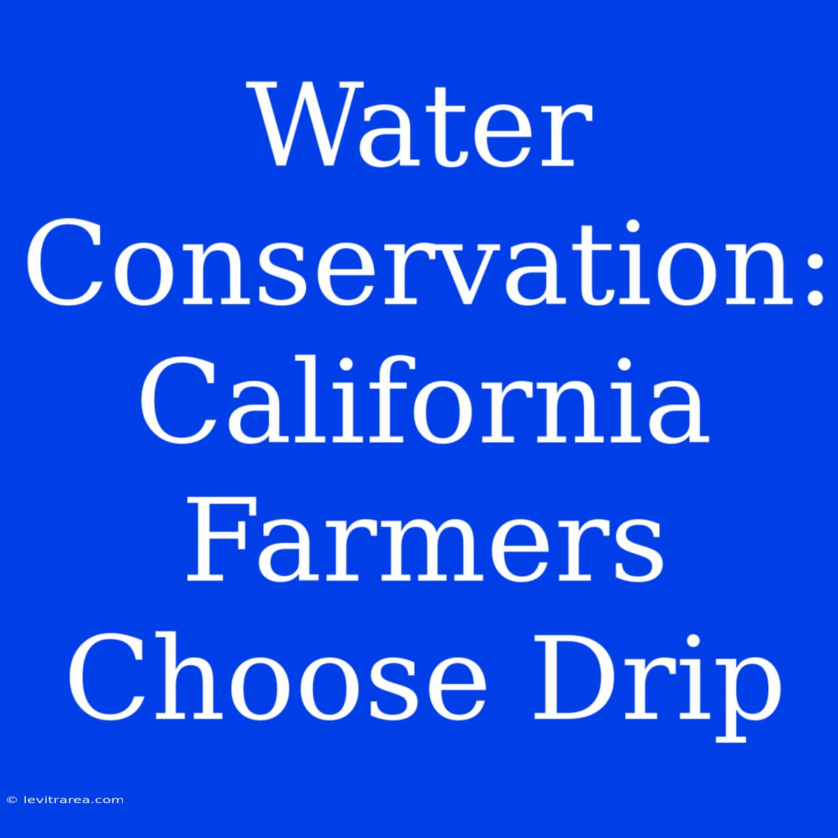 Water Conservation: California Farmers Choose Drip