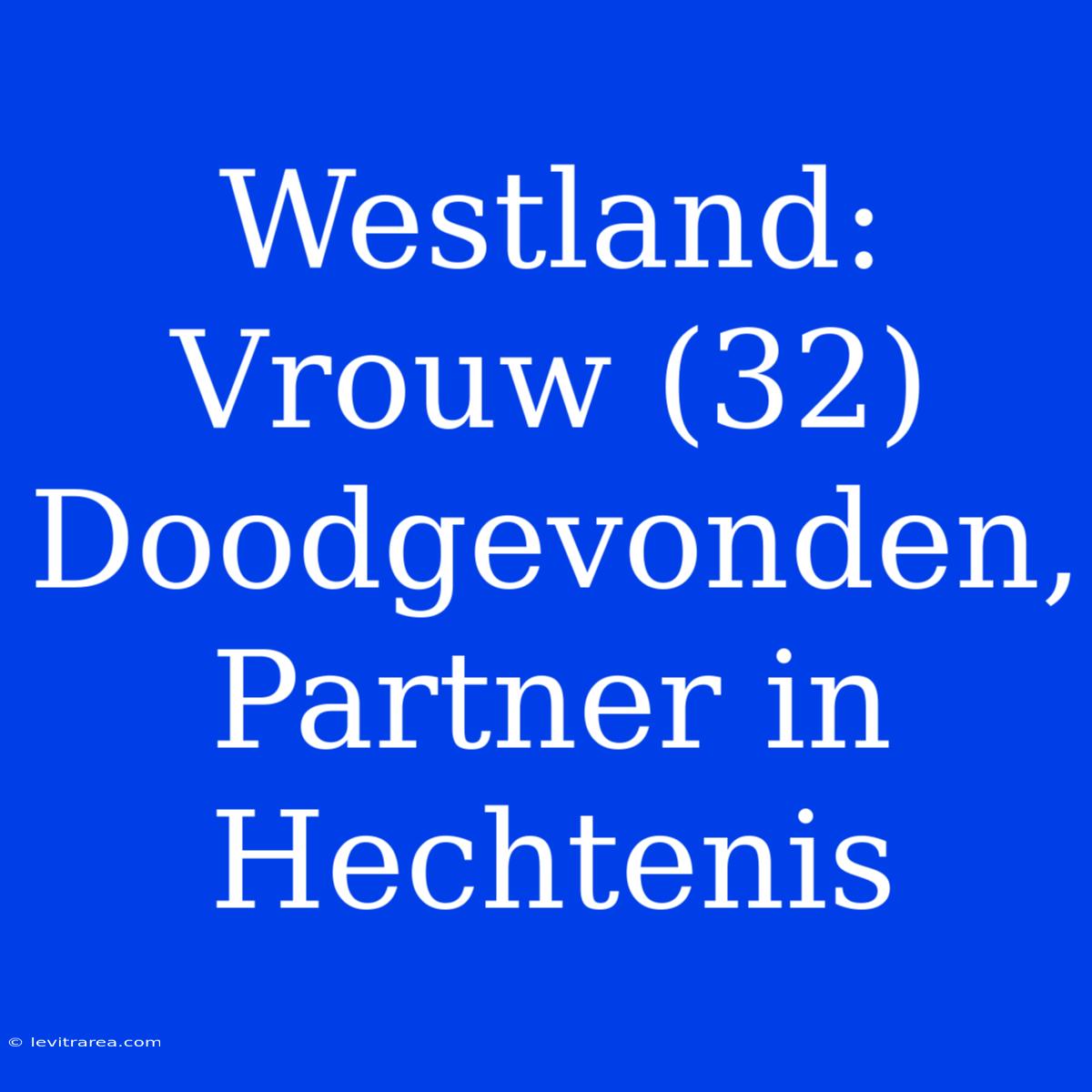 Westland: Vrouw (32) Doodgevonden, Partner In Hechtenis