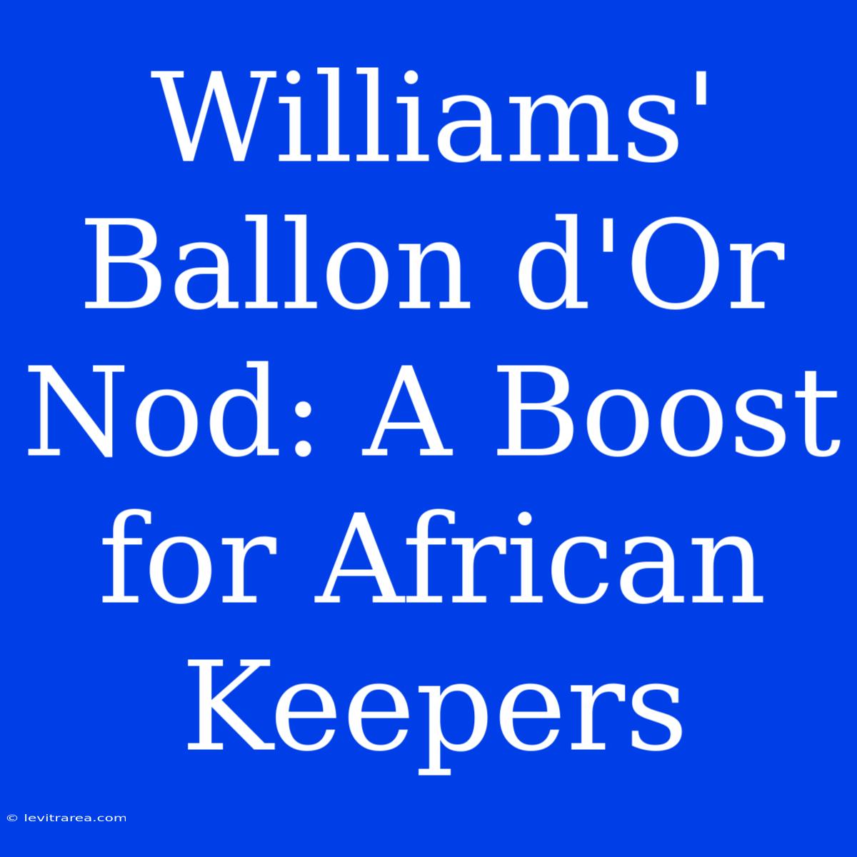 Williams' Ballon D'Or Nod: A Boost For African Keepers