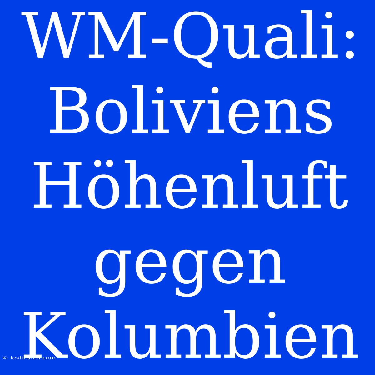 WM-Quali: Boliviens Höhenluft Gegen Kolumbien