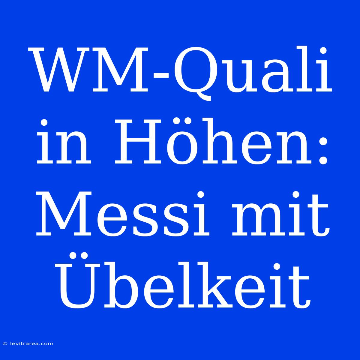 WM-Quali In Höhen: Messi Mit Übelkeit