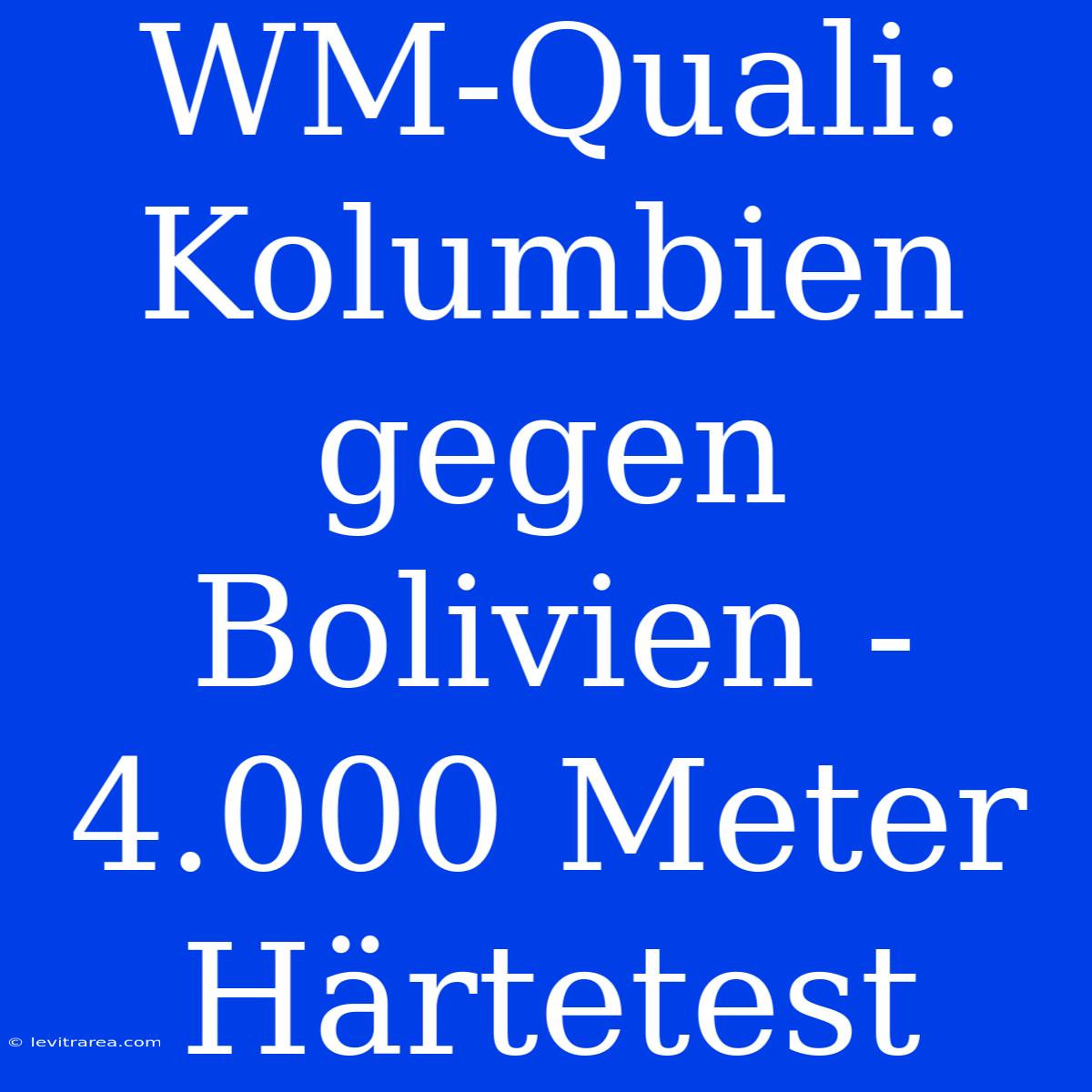 WM-Quali: Kolumbien Gegen Bolivien - 4.000 Meter Härtetest