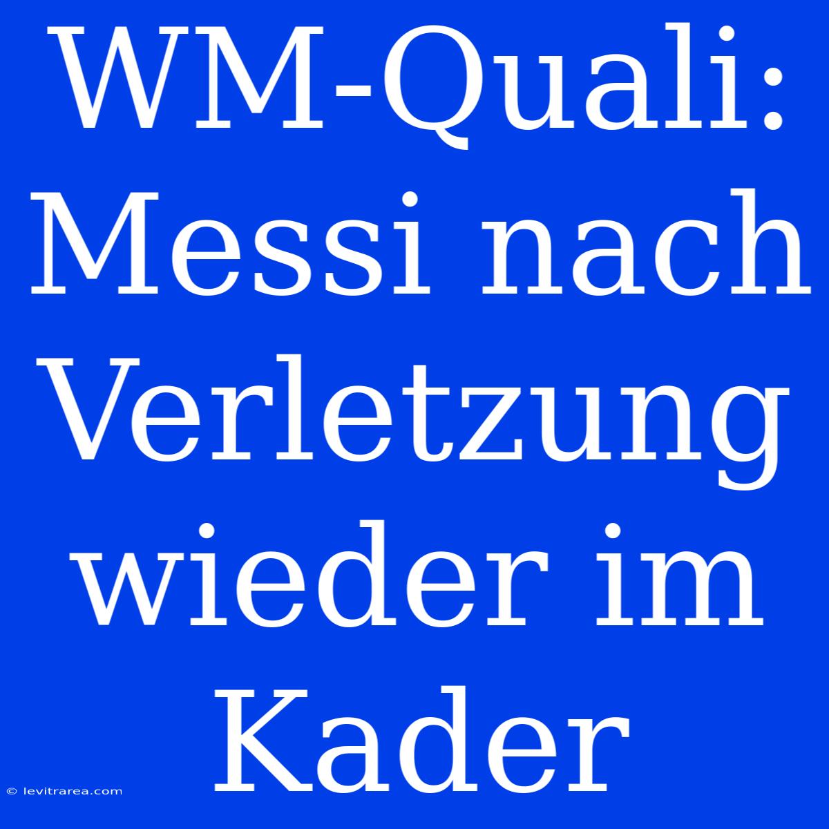 WM-Quali: Messi Nach Verletzung Wieder Im Kader