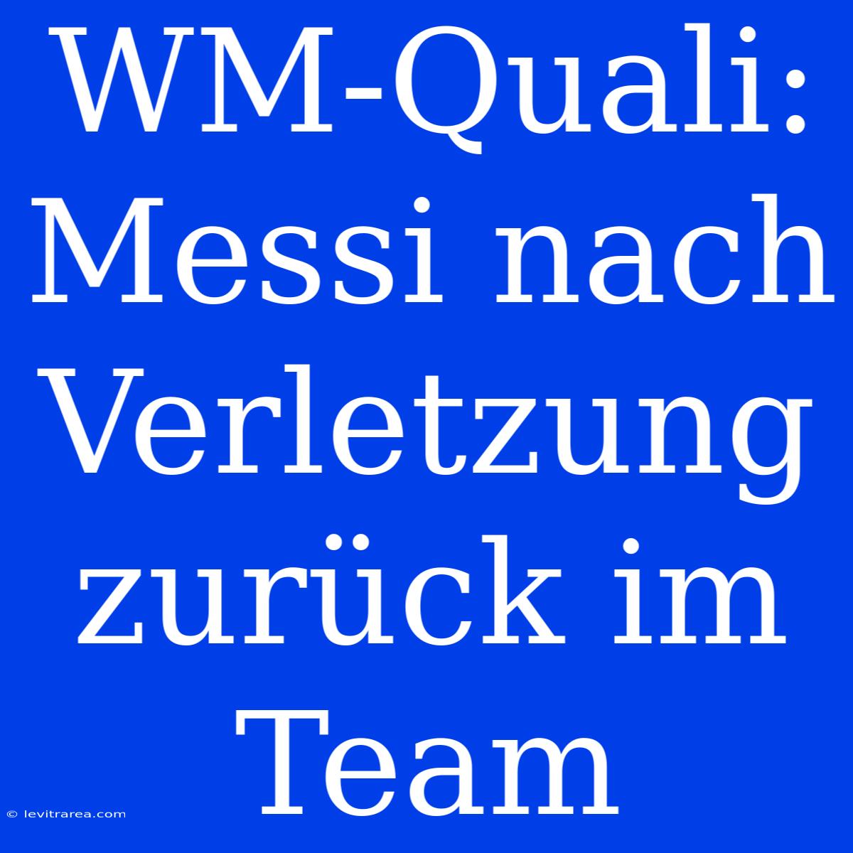 WM-Quali: Messi Nach Verletzung Zurück Im Team