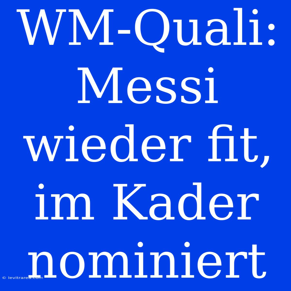 WM-Quali: Messi Wieder Fit, Im Kader Nominiert