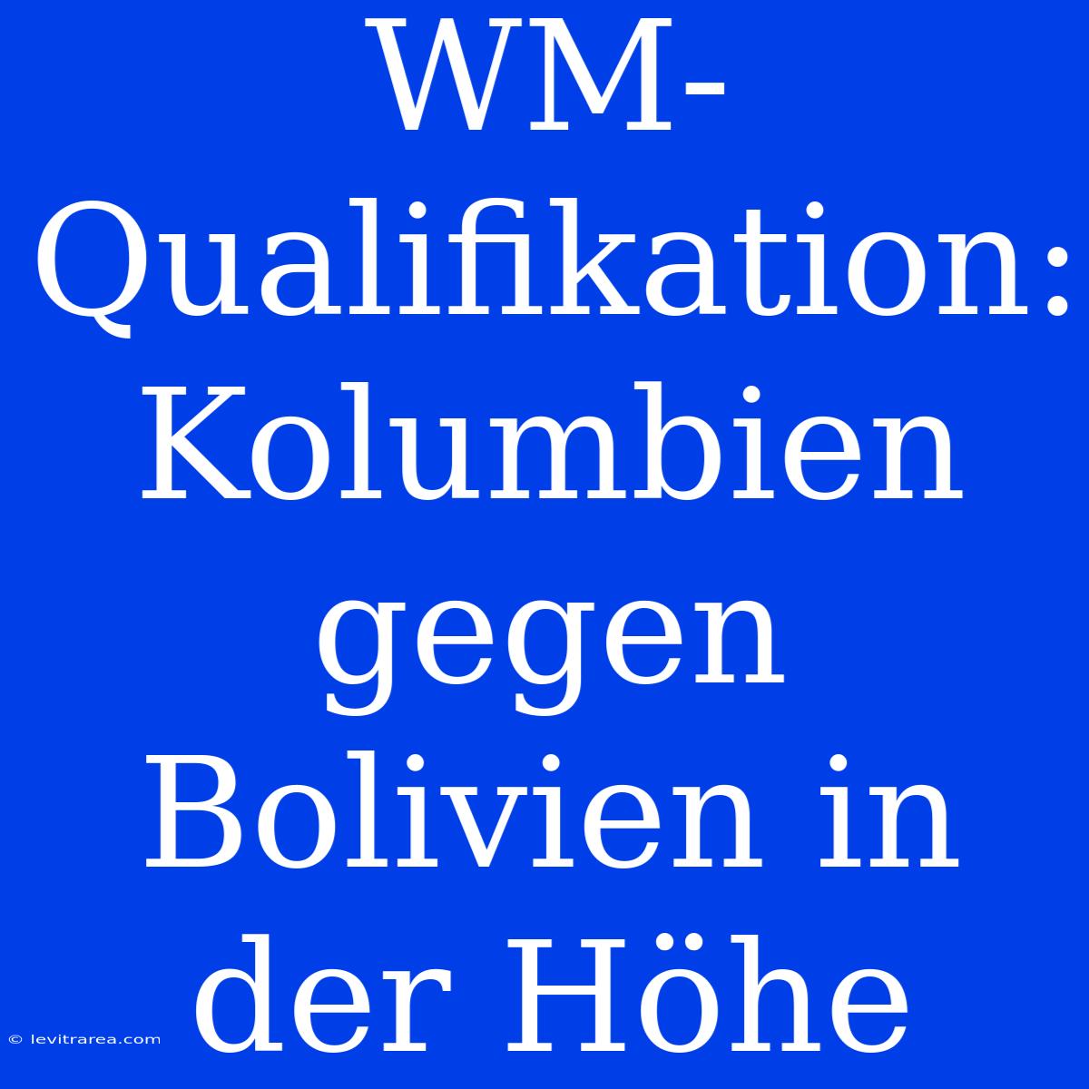 WM-Qualifikation: Kolumbien Gegen Bolivien In Der Höhe