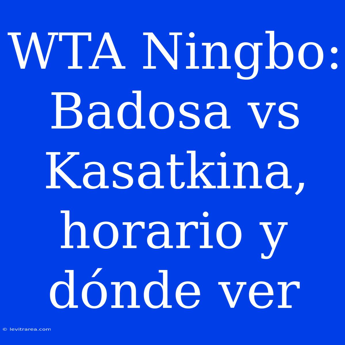 WTA Ningbo: Badosa Vs Kasatkina, Horario Y Dónde Ver