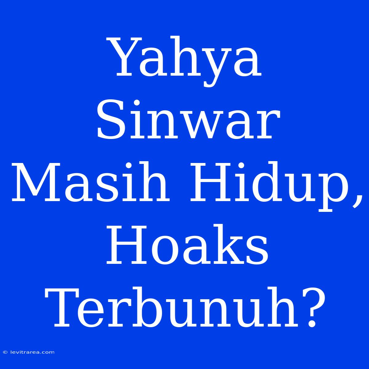 Yahya Sinwar Masih Hidup, Hoaks Terbunuh?