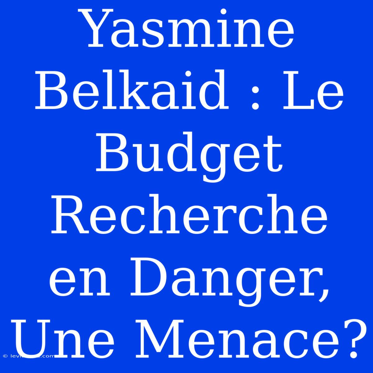 Yasmine Belkaid : Le Budget Recherche En Danger, Une Menace? 