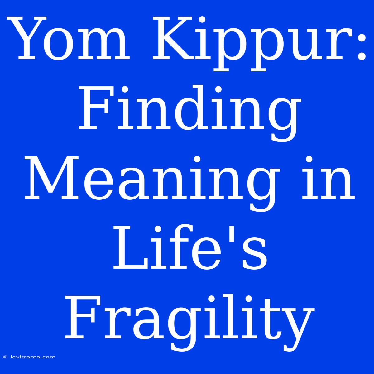 Yom Kippur: Finding Meaning In Life's Fragility 