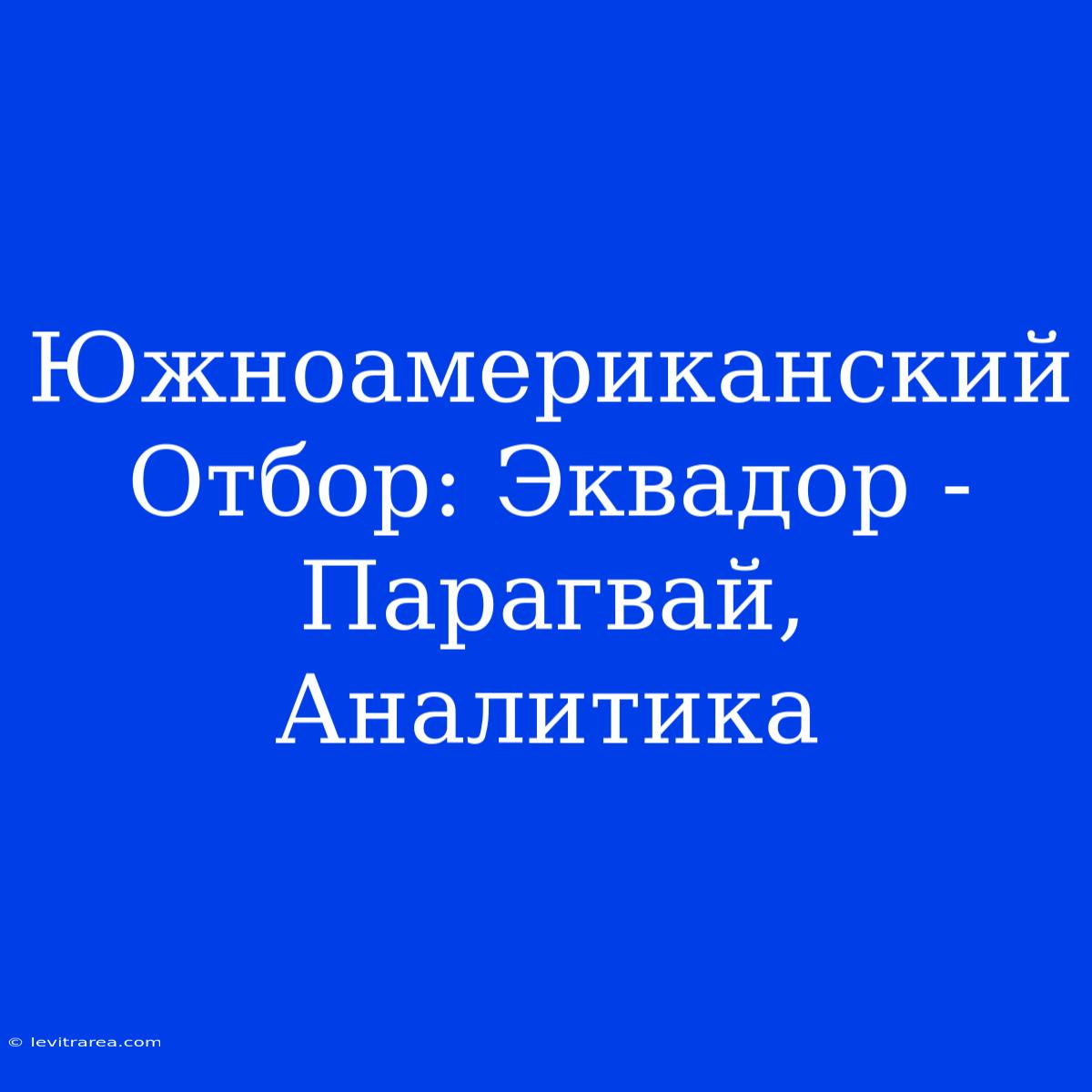 Южноамериканский Отбор: Эквадор - Парагвай, Аналитика