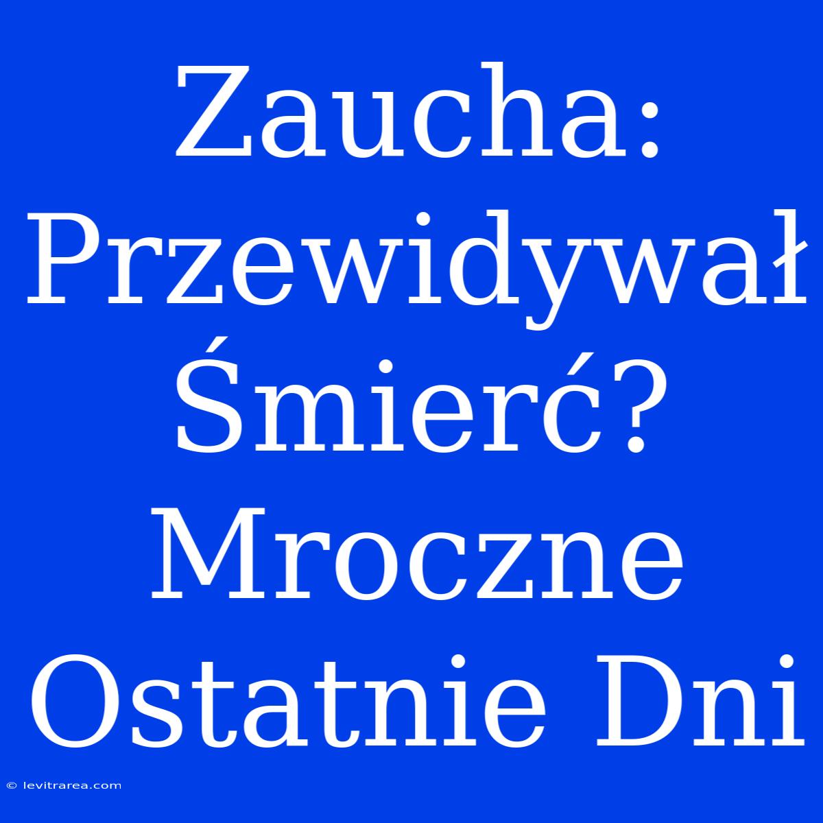 Zaucha: Przewidywał Śmierć? Mroczne Ostatnie Dni