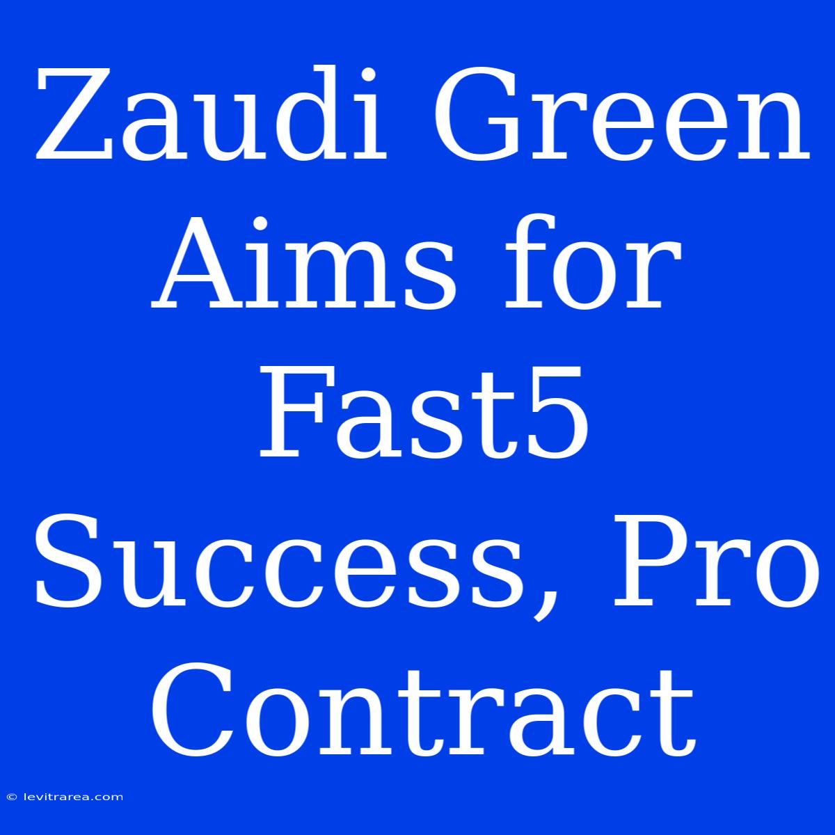 Zaudi Green Aims For Fast5 Success, Pro Contract