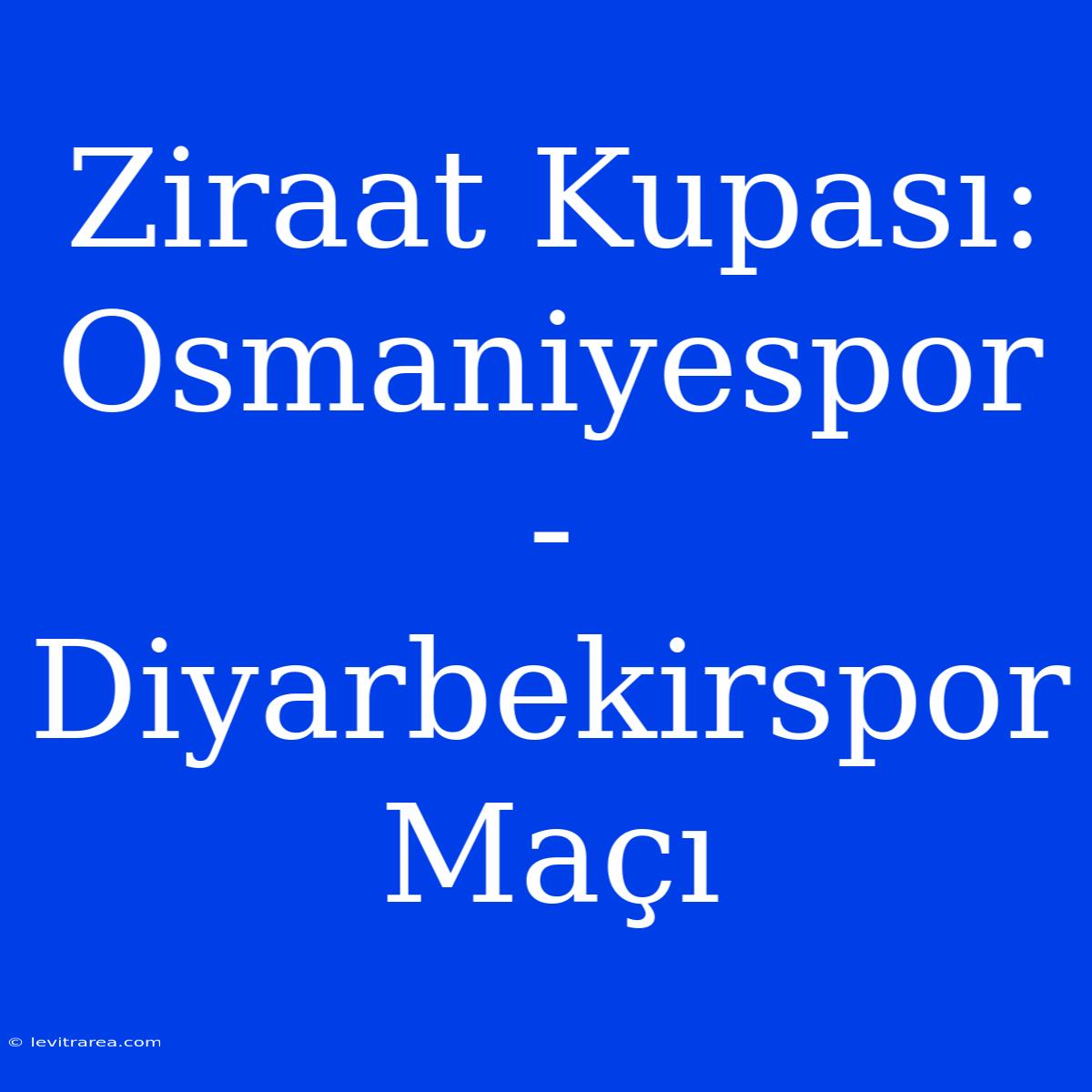 Ziraat Kupası: Osmaniyespor - Diyarbekirspor Maçı